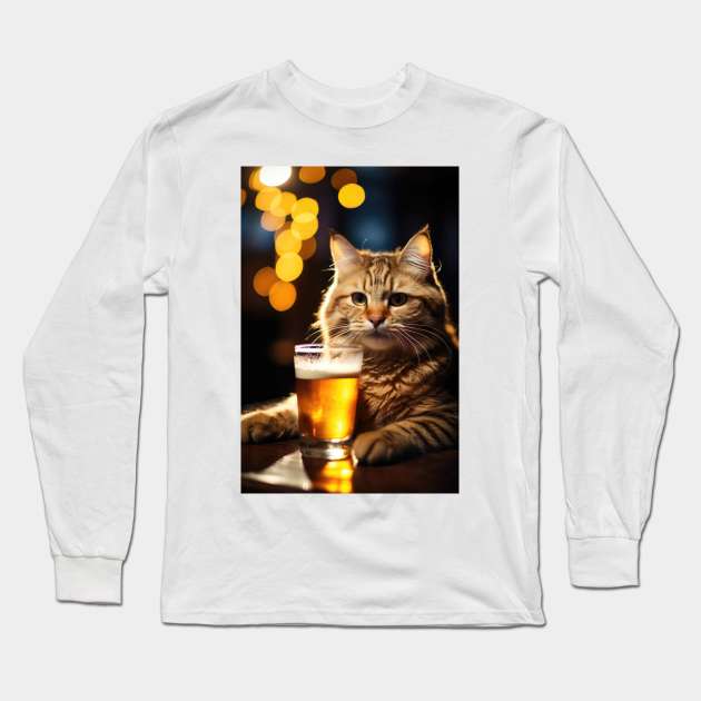 Meow Beer Long Sleeve T-Shirt by JensenArtCo